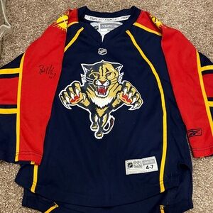 Reebok Kids Navy and Red Panthers Jersey signed
